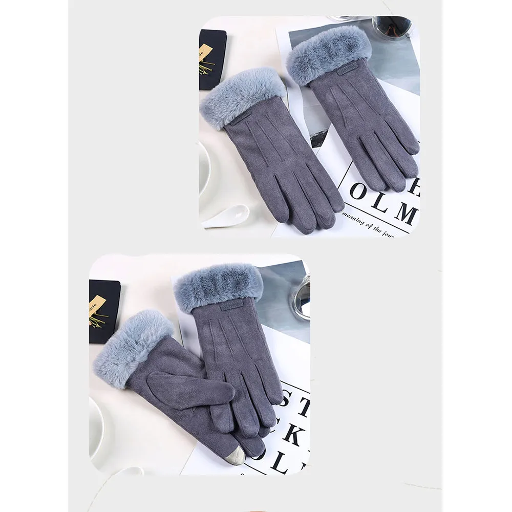 Женские зимние перчатки из искусственного меха для активного отдыха, спортивная теплая перчатка замшевые повседневные перчатки женские Guantes Luvas Motociclismo перчатки для вождения