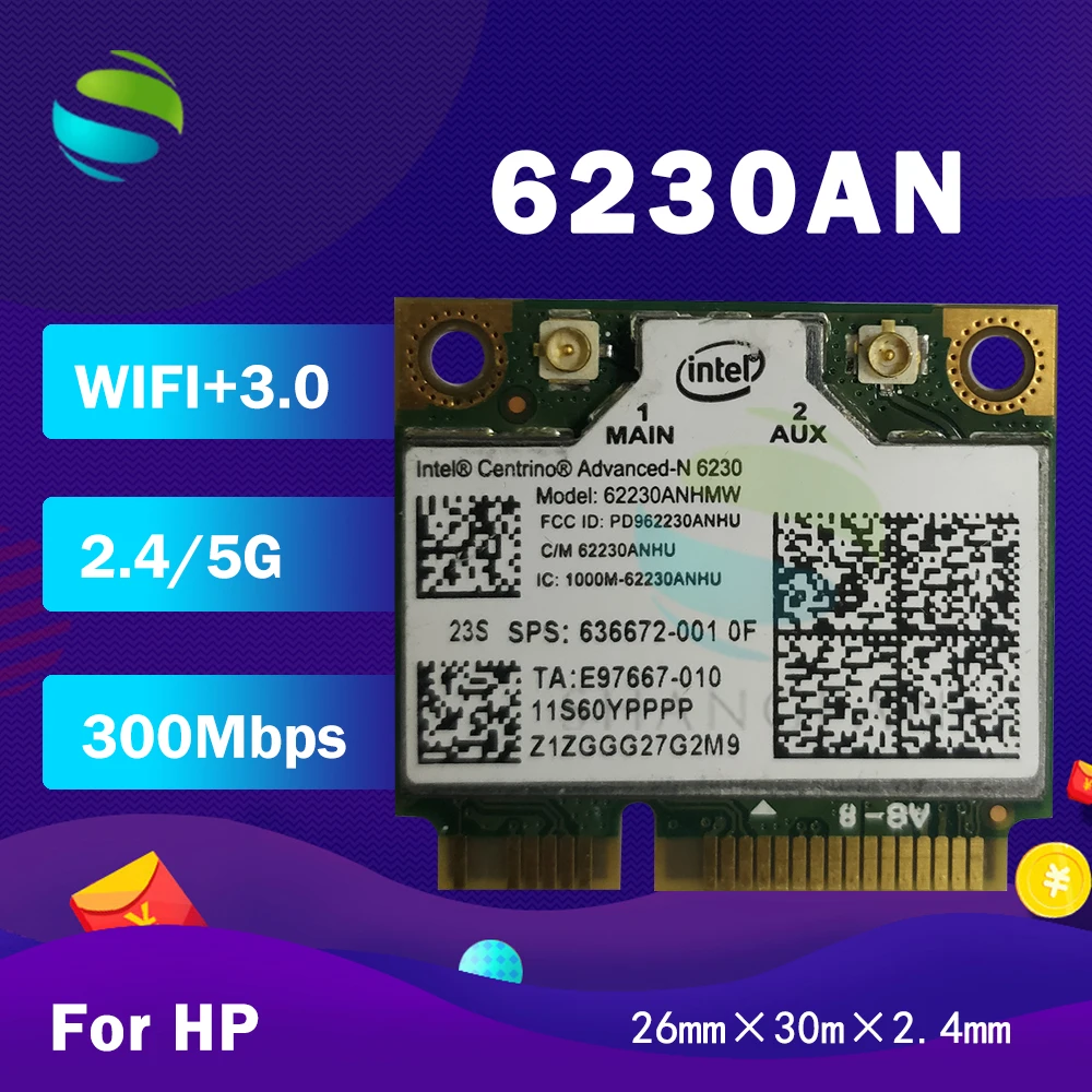 Dual Band 6230AN 62230ANHMW SPS:636672-001 Half Mini PCI-e WLAN Wireless Wifi Card for HP 4230S 4330S 4530S 4730S ENVY14 15 17 wifi card for pc