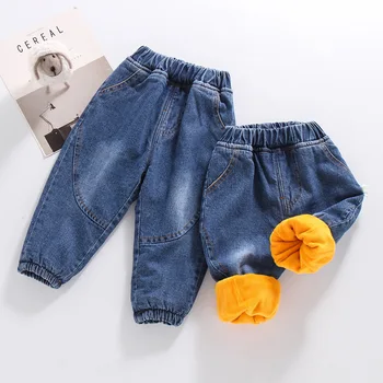 

ULKNN Winter Children Jeans Boys Thick Denim Pants Baby Girl Winter Jeans Kids Clothes 2-8 Years Trousers Boy Pantalones