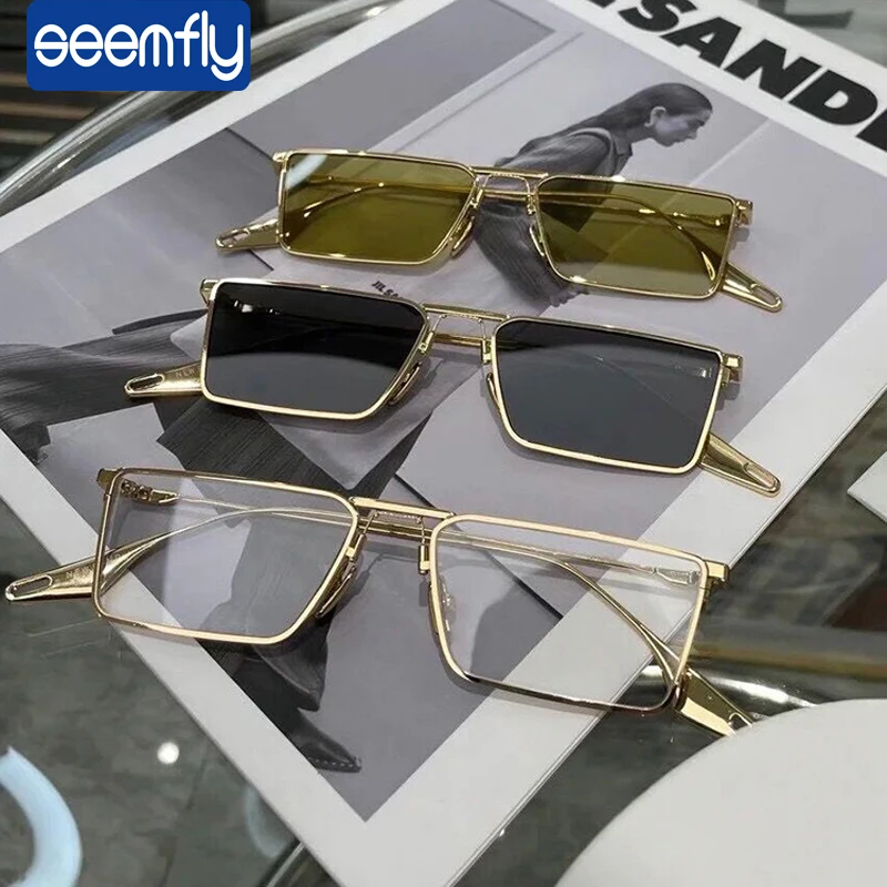 Lunettes de soleil carrées vintage avec verres vert olive_voghion.com