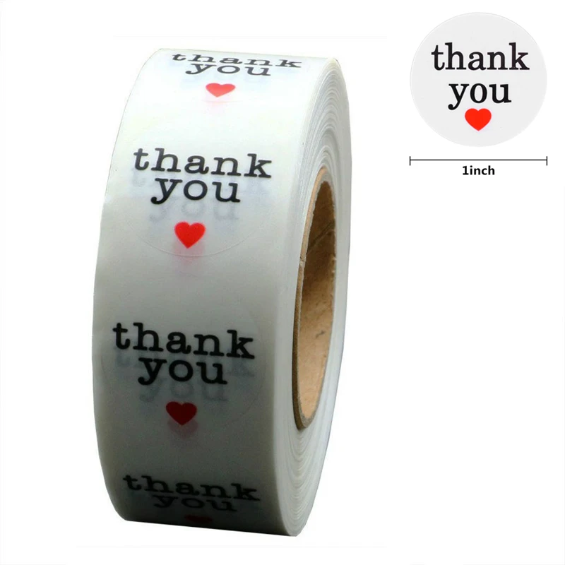 

White Transparent Color Thank You Sticker Seal Tags Heart DIY Party Decoration for PVC Handmade Personality Label Gift 500PCS