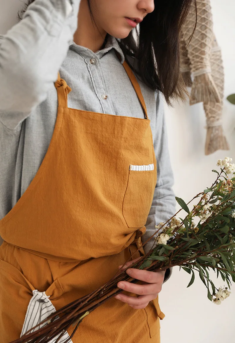 2020 New Nordic Wind Adult Unisex Cotton Long Apron Bib Coffee Shops and Flower Shops Work Cleaning Aprons for Woman