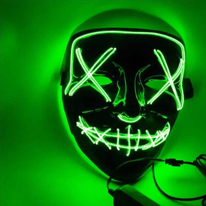 Halloween LED Mask Black Luminescent Light Neon DJ Party Holiday Activities Decorative Props 10 Colors Can Choose | Игрушки и хобби