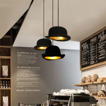 

Modern Black LED E27 Pendant Lights Magician Fabric Bowler Tall Hat Pendant Lamps Lighting Clothing Store Decoration Fixtures AC