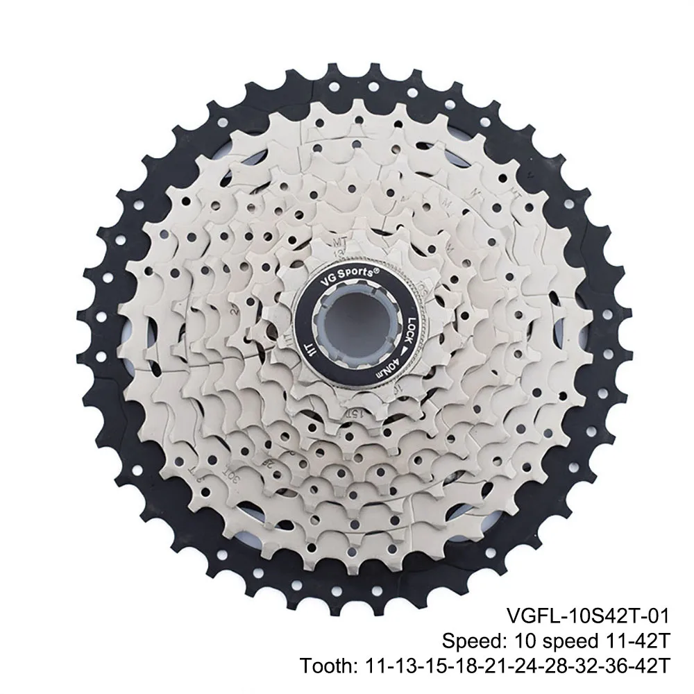 MTB велосипедная кассета 10 скоростей 11-42T Серебряная велосипедная кассета маховик 10S 10V CNC стальная Запчасти для горного велосипеда - Цвет: VGFL-10S42T-01