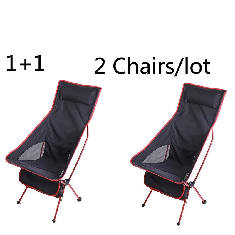 2 PCS Portable Ultralight Outdoor Folding Camping Chair Moon Chairs High Load Travel Beach Hiking Picnic BBQ Seat Fishing Tools 