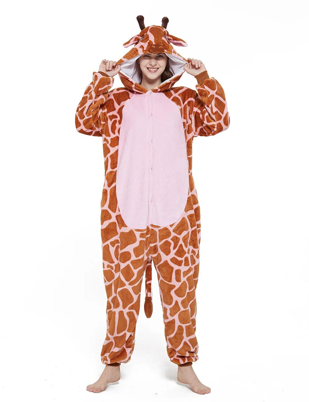Kigurumi Adult Anime Cosplay Costume Giraffe Onesies Cartoon Children Pajamas Winter Sleepwear Boys Onesies Girls Pajama Set