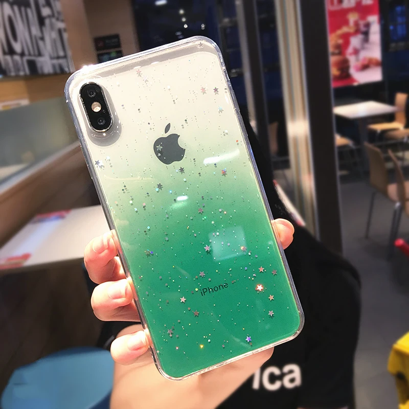 Градиентный Сияющий Блеск star чехлы для телефонов iphone 11 11Pro XS Max XR X XS 6 6s 7 8 Plus цветной, мягкий, из ТПУ защитный чехол