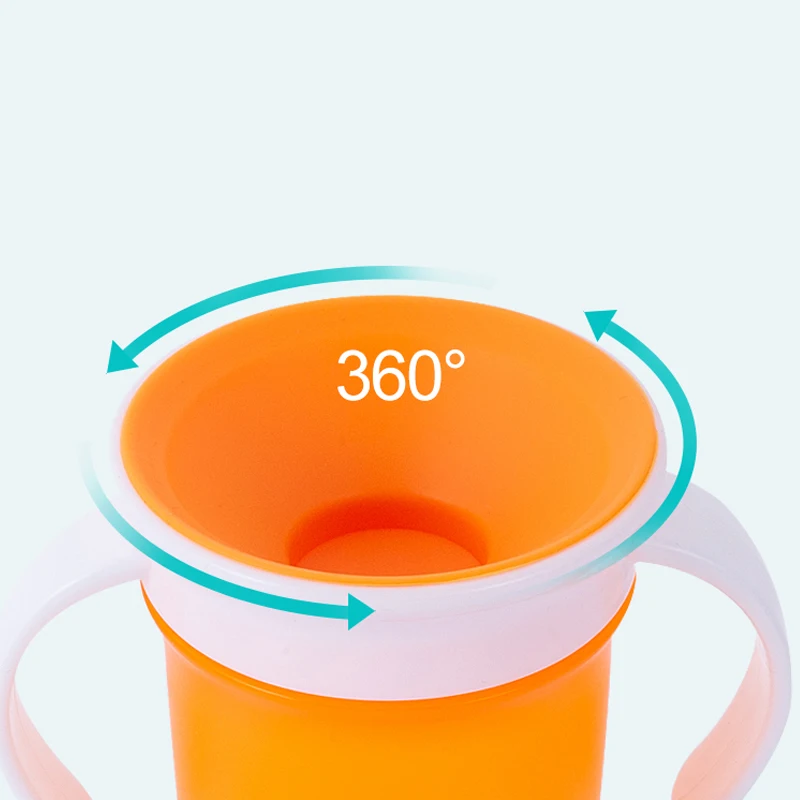 Can Be Rotated Baby Learning Drinking Cup With Double Handle Flip lid Leakproof Magic Cup Infants Water Cups Training cup