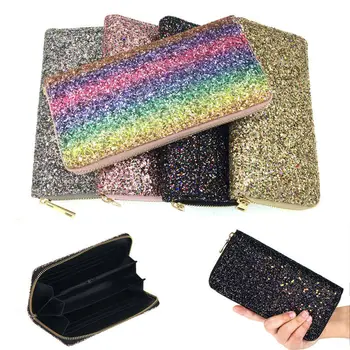 

2020 Newest Creative Women Long Leather Wallet Glittery Sequin Purse Multi Id Credit Card Holder Gift Long Wallets Gifts