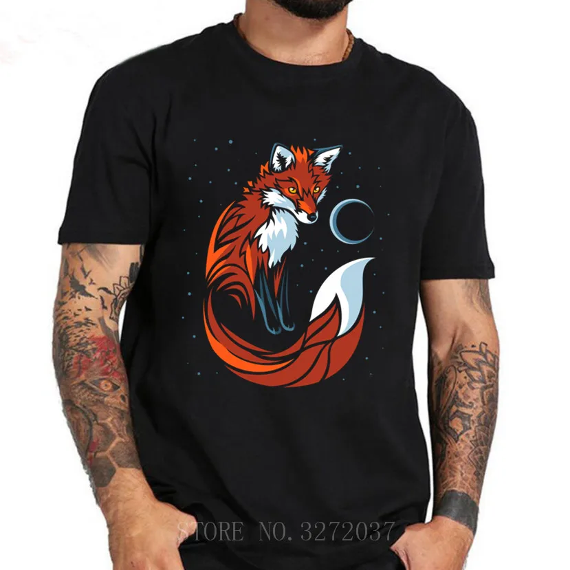 

2019 Summer T Shirt Tribal Fox Long Tail Men's Tshirt Clothes O-Neck Fitness Short Sleeve T-Shirt Men Hip Hop T Shirt