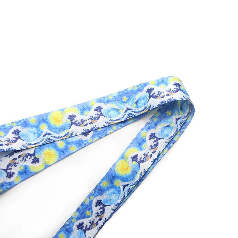PC206 Звездная ночь и Kanagawa брелок с жетоном ID Lanyards держатель для ключей нашейные ремешки Ремешки