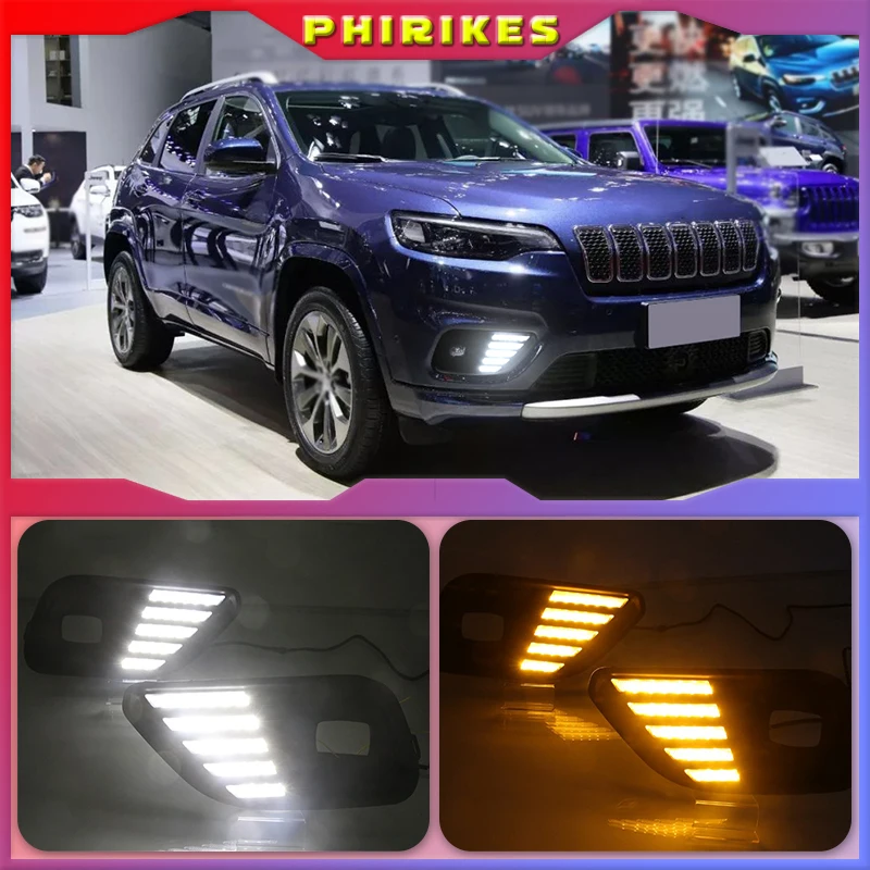 

2PCS LED Daytime Running Light For Jeep Cherokee 2019 2020 Car Accessories Waterproof ABS 12V DRL Fog Lamp Decoration