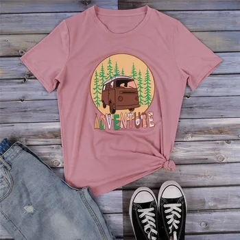 

Pink T Shirt Women Summer Tops Tee Short Sleeve Top Women Cartoon Print T-shirt Fashion O-neck Tee Lady Casual Streetwear