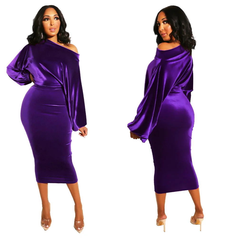 Элегантное бархатное Пышное облегающее длинное платье с длинным рукавом для