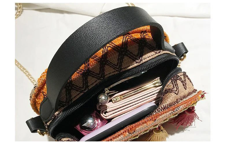 vintage bohemian bag bags chain fringe tassel striped women's handbags purses (16)