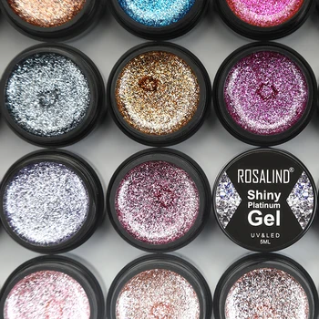 

ROSALIND Shiny Platinum Gel Nail Polish Nail Art For Manicure UV Colors Primer Base Set Gel Hybrid Varnish
