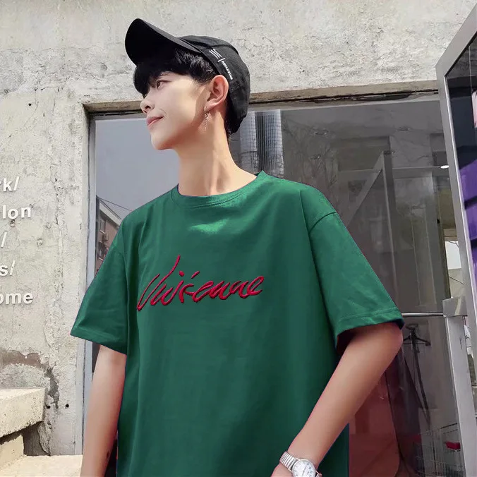 Short-sleeved T-shirt Men Summer Harbour Wind Institution Style Couple Men and Women Clothing Teenagers Loose Hip-hop