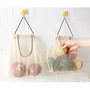 

Hanging Reusable Storage Mesh Bag Vegetable Bag for Fruit Garlics Potatoes Onions Garbage Bag Organizer