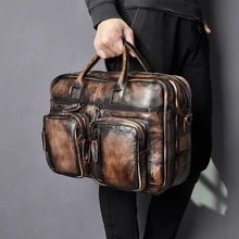 Мужской портфель из натуральной кожи под старину, деловой портфель для путешествий, сумка для ноутбука, модная сумка-мессенджер, сумка-тоут, портфель для мужчин, k1013-or