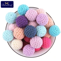 15pcs 20mm Wooden Crochet Bead Baby Teether For Pacifier Chain Wooden Baby Gym Toys Teething Bracelet Newborn Gifts Baby Product 2