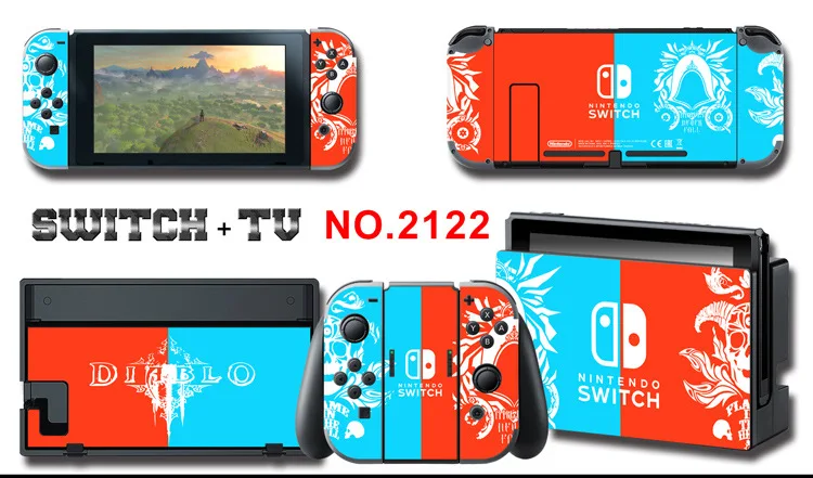 1set New Cute Anime Full Body Sticker for NS Switch Protective Cover Skin Colorful Art for Game Console Joy-Con Controller Decor