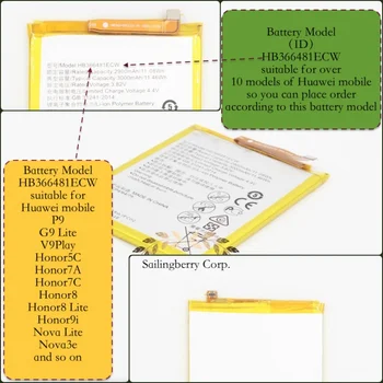 

Battery suitable for Huawei-mobile nova3e ANE-AL10/ANE-TL10、Honor 9i LLD-AL20 with battery model HB366481ECW