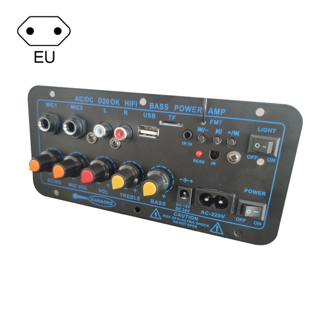 24V Digital Bluetooth-compatible Stereo Amplifier Board Subwoofer Dual Microphone Karaoke Amplifiers For 8-12 Inch Speaker