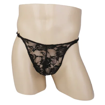 

Sexy Rose Pattern Lace Mens Underwear G-String Thongs Jockstrap Lingerie Brief