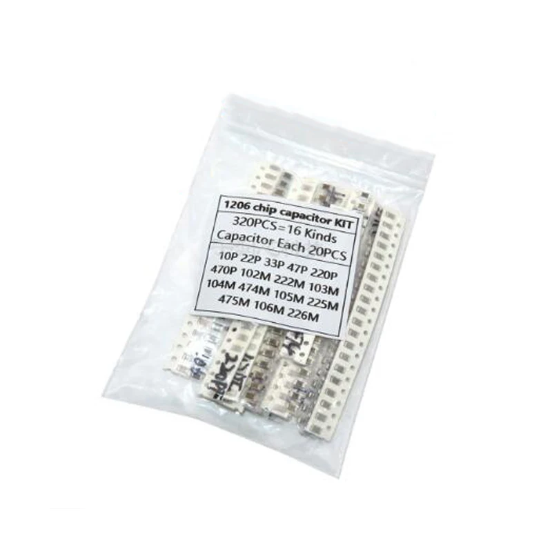 16 значений * 20 шт = 320 1206 SMD конденсатор Ассорти набор 10 пФ ~ 22 мкФ компонент diy