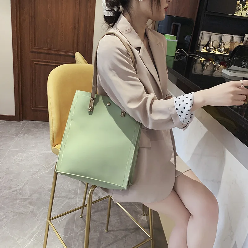 

Fashion Shoulder Bag Women's 2019 New Style Retro Picture-in-One-Shoulder Handbag Large Capacity Simple Elegant Tote Bag