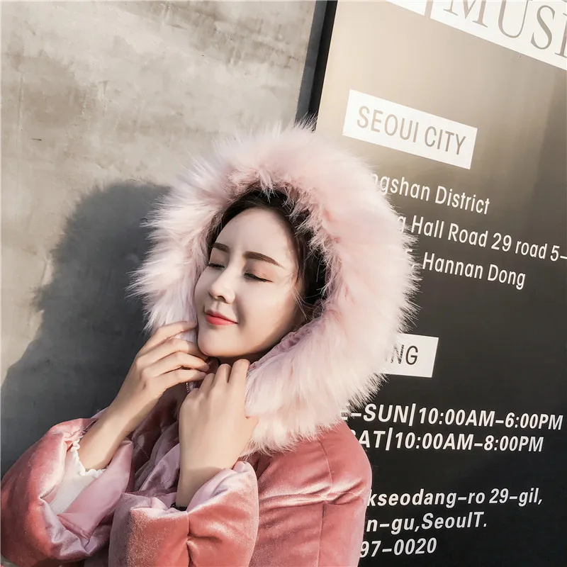 Photo Shoot Winter New Style Korean-style Short Hooded Large Fur Collar down Feather Cotton-padded Clothes WOMEN'S Dress Thick d