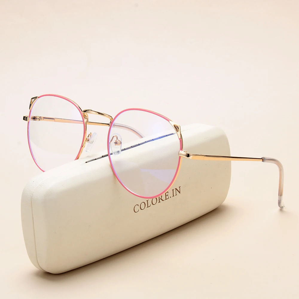 

Fashion Computer Glasses Anti Blue Light Gaming Glasses Metal Retro Glasses Frame Anti Glare Eyeglasses Clear Lens Fake Glasses