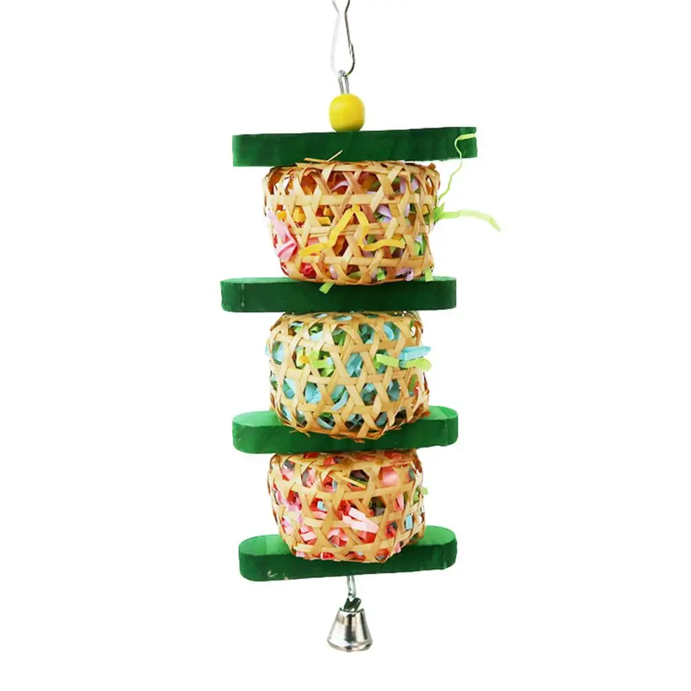 Juguete de pájaro para morder de madera, suministros prácticos para loros, jaula de diseño de pájaro, juguete de forrajeo, pájaro de juguete colgante, alimentador de comida, suministros para mascotas