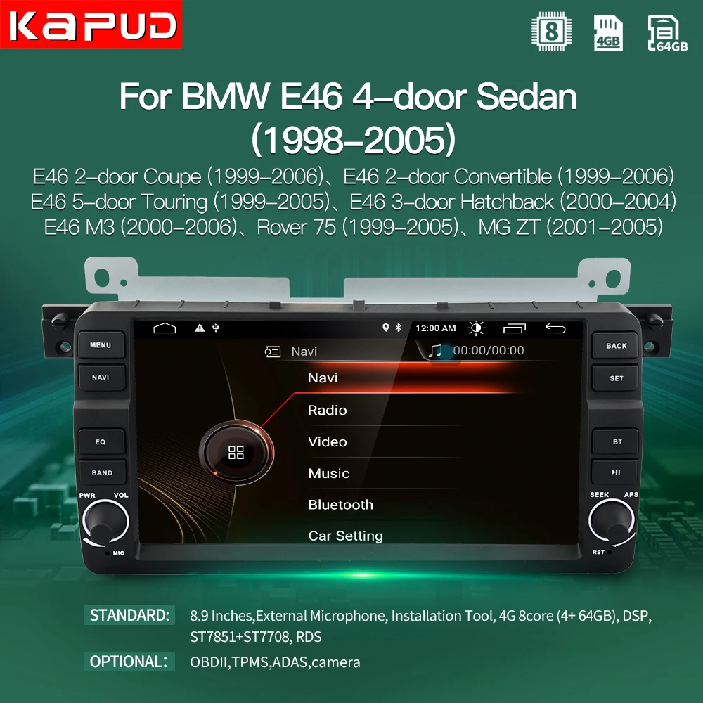 Kapud android 10 для BMW 3 серии E46 мультимедиа M3 8 9 ''Авторадио автомобильный стерео