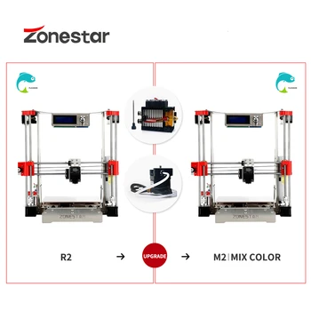

ZONESTAR Upgrade Kit Dual Extruder RepRap 3D Printer 2-IN-1/2-OUT Mixing Color Hotend Extrusion Feeder for i3 P802 M8 etc.