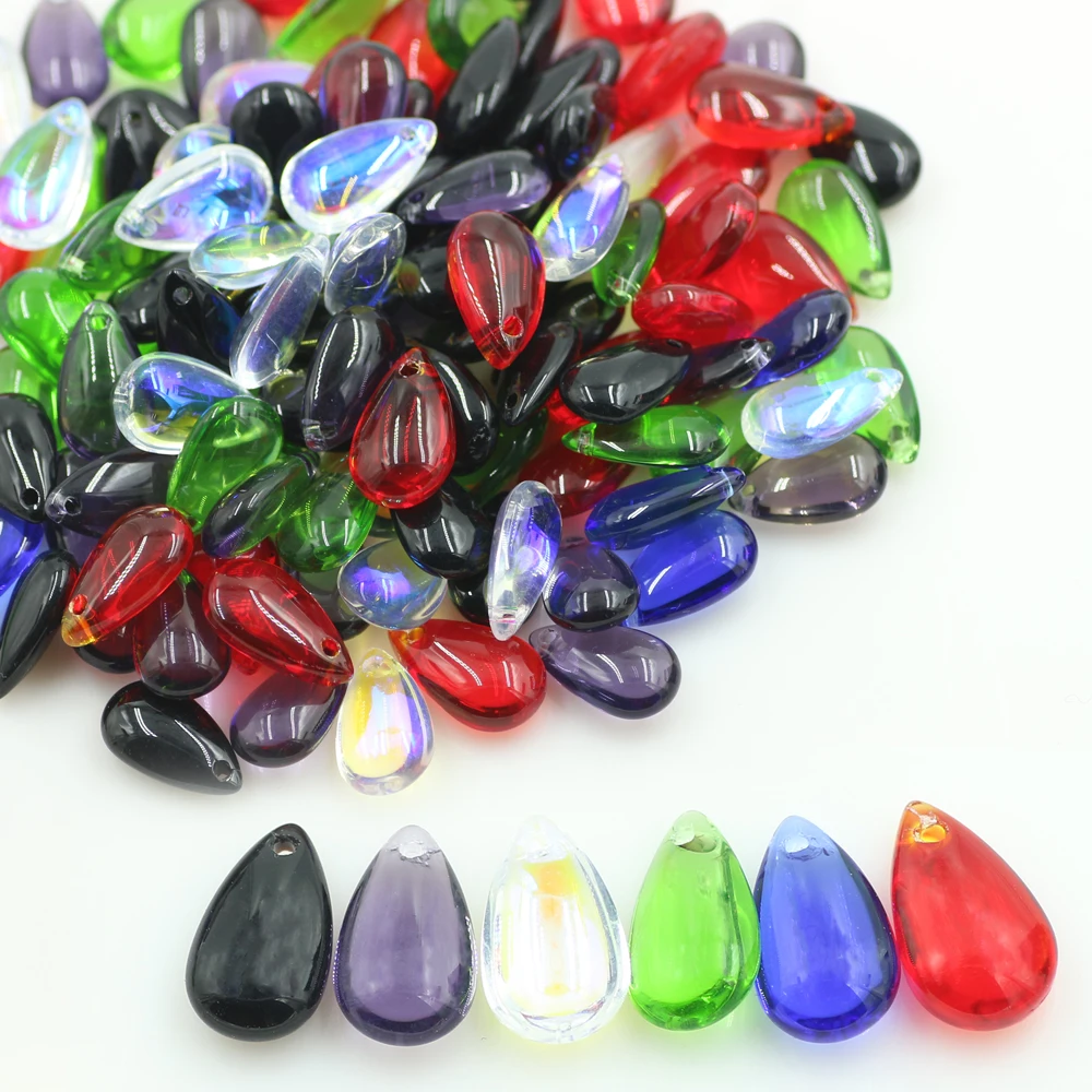 

50pcs Drop beads 8*13mm(hole size 1.5mm) Smooth Teardrop Cabochon Bead Pendant Glass Beads Handmade Necklace DIY Jewelry Making