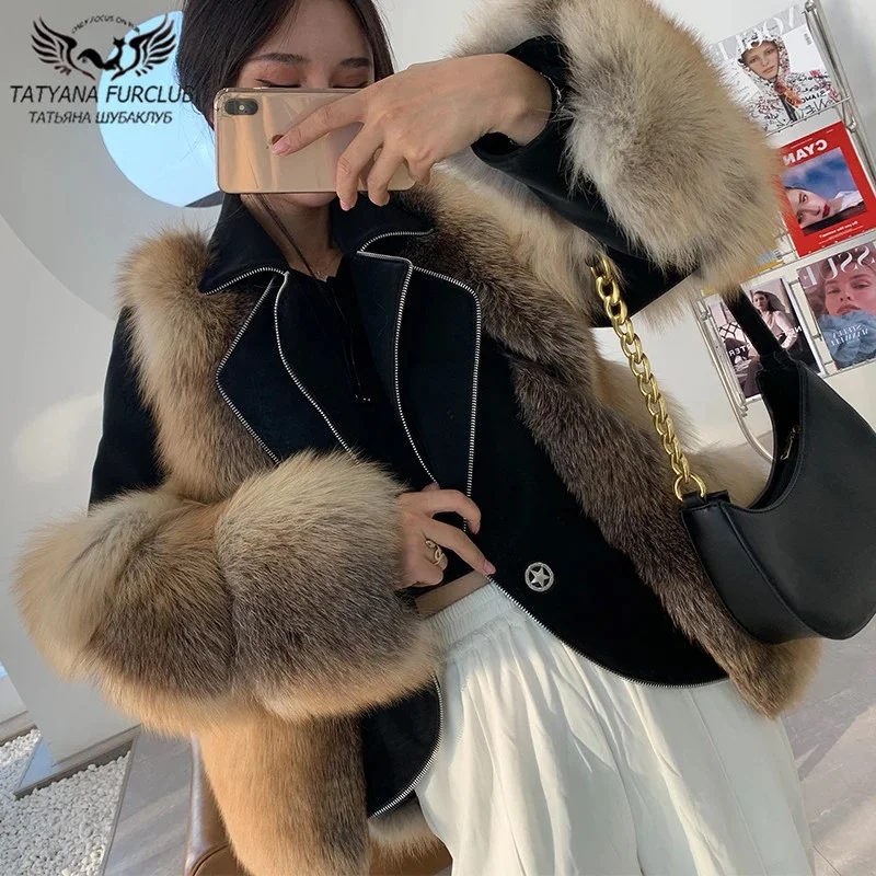 2020 New Golden Island Fox Fur Jackets Stitching