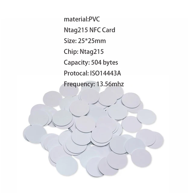 100/50pcs NFC Ntag215 moneta TAG klucz 13.56MHz NTAG 215 uniwersalna etykieta RFID Ultralight tagi etykiety 25 mm średnica 6