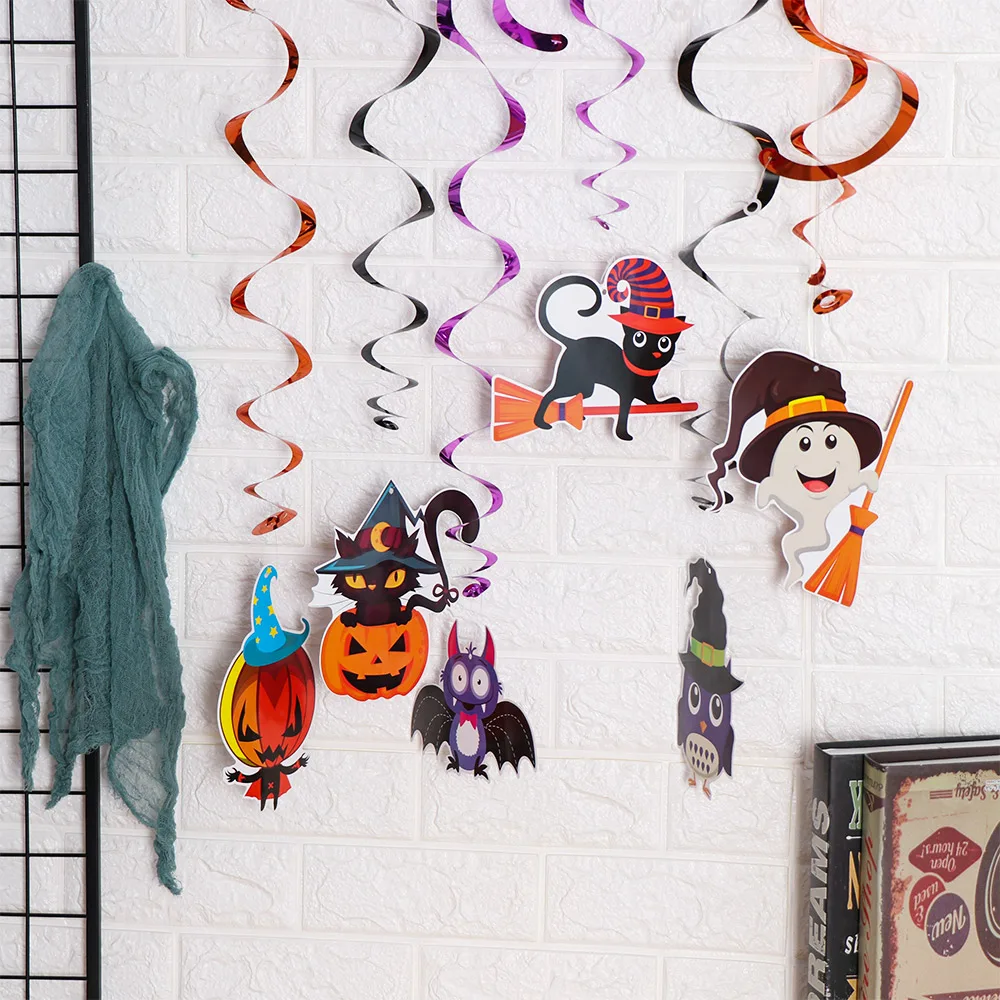 

6Pcs Halloween Party Decoration Ceiling Hanging Swirl Decoration Room Bar Festival Party Supplies DIY Event Party Ornaments