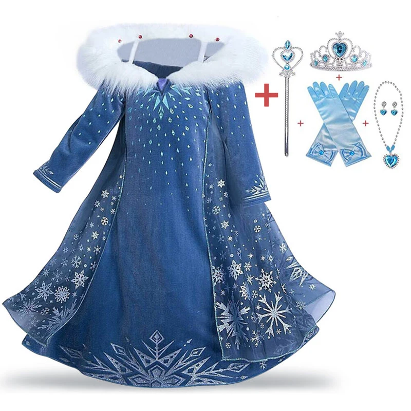 Платья Эльзы для девочек; платье с единорогом; Детский костюм на Хэллоуин; Детские праздничные платья для девочек; платье Золушки; платье принцессы Белоснежки - Цвет: Blue13