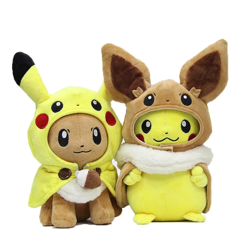 

30cm Pikachu Cosplay Eevee Plush Stuffed Dolls Pocket Animals Eevee Cos Pikachu Toy Kids Birthday Gift