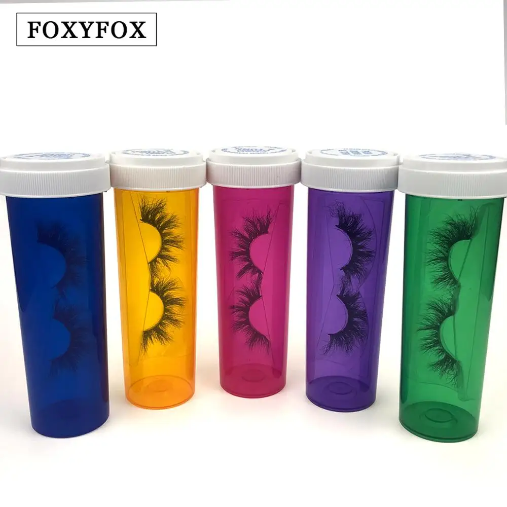 

FOXYFOX 10/20Pcs Pill Eyelash Packaging Box Custom Logo Natural False Mink Eyelashes Boxes Faux Cils Lashes Stripe Empty Package