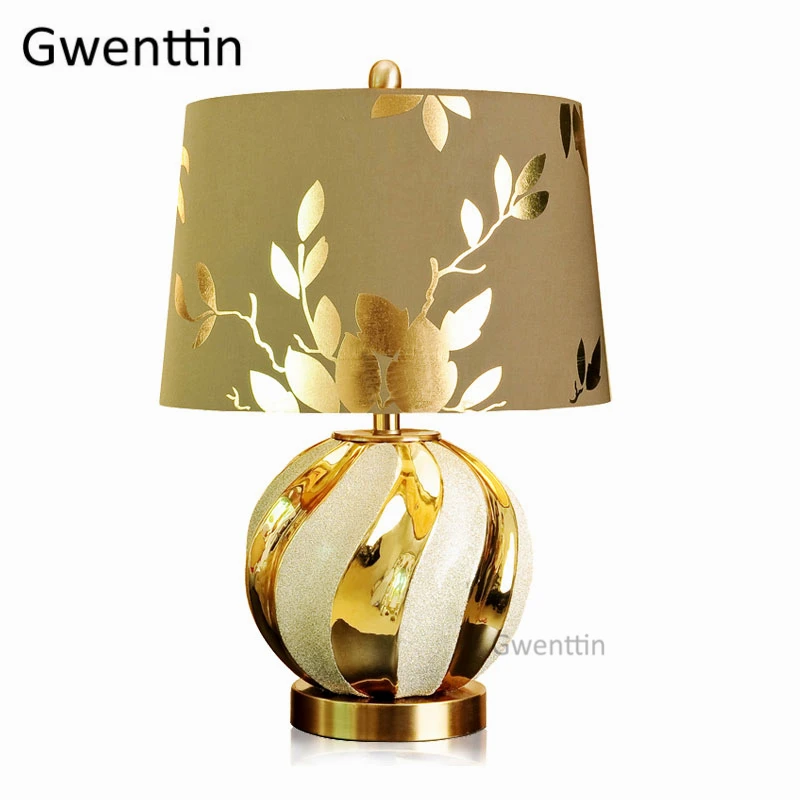 Modern Luxury Ceramic Table Lamps Led Stand Gold Desk Light Fixtures