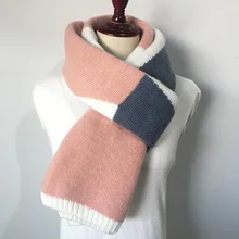 New Scarf Women Winter Korean Version of Wild Students Long Scarf Color Matching Wool Double-sided Knitted Scarf