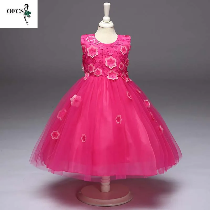 Платье без рукавов с аппликацией для девочек от 2 до 10 лет, платье для дня рождения для маленьких девочек детская одежда 4 цвета, розничная