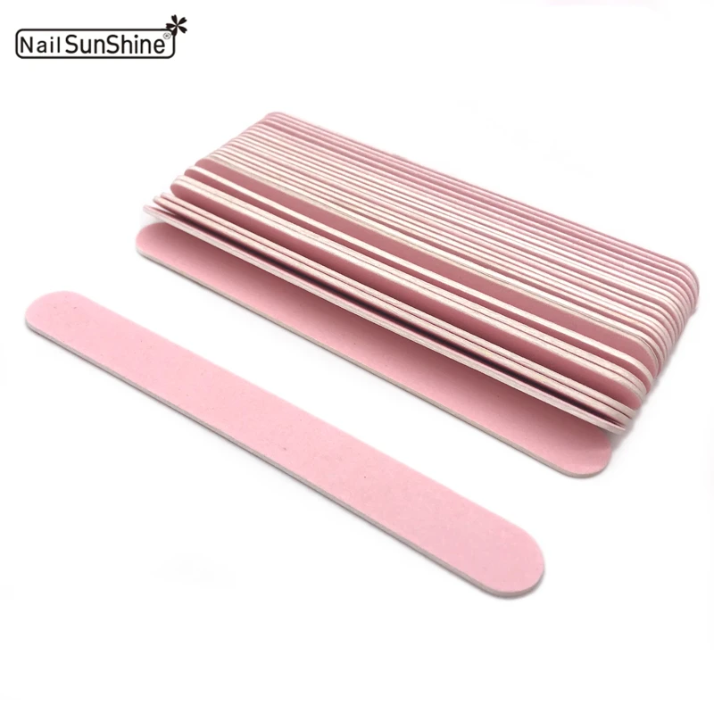 10pcs Wooden Nail Files For Manicure 240/240 Grit Pink Sandpaper