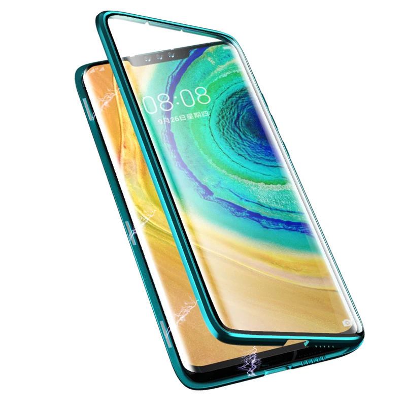 360 полный защитный Магнитный чехол для huawei mate 30 Pro ударопрочный чехол металлический бампер передний+ задний стеклянный чехол для huawei mate 30