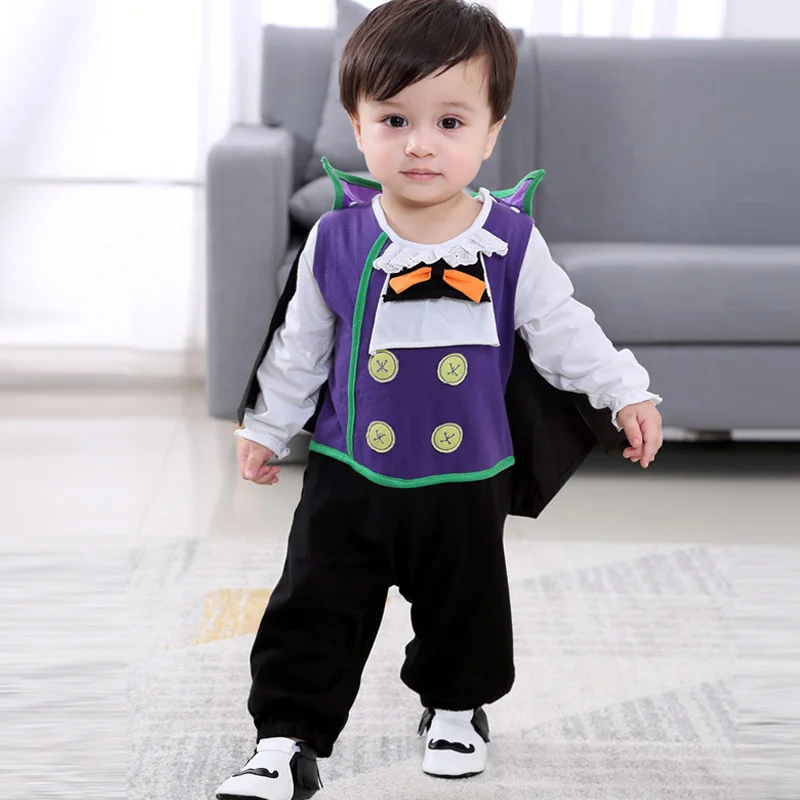

Halloween Baby Vampire Costume New Autumn Bebe Onesies Halloween Carnival Baby Romper 2pcs/Set Jumpsuit+Cloak for 0-24M Toddlers