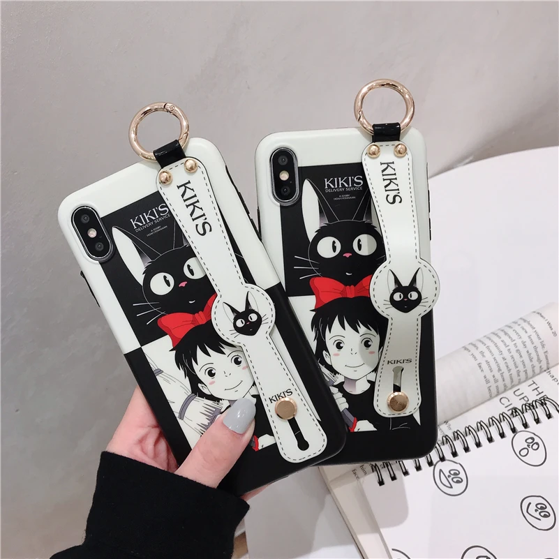 

Cartoon Cute Girl Wristband Phone Case for iPhone 7 Cat X Drop Phone Case X XR Xs Max 8 7 6 6s